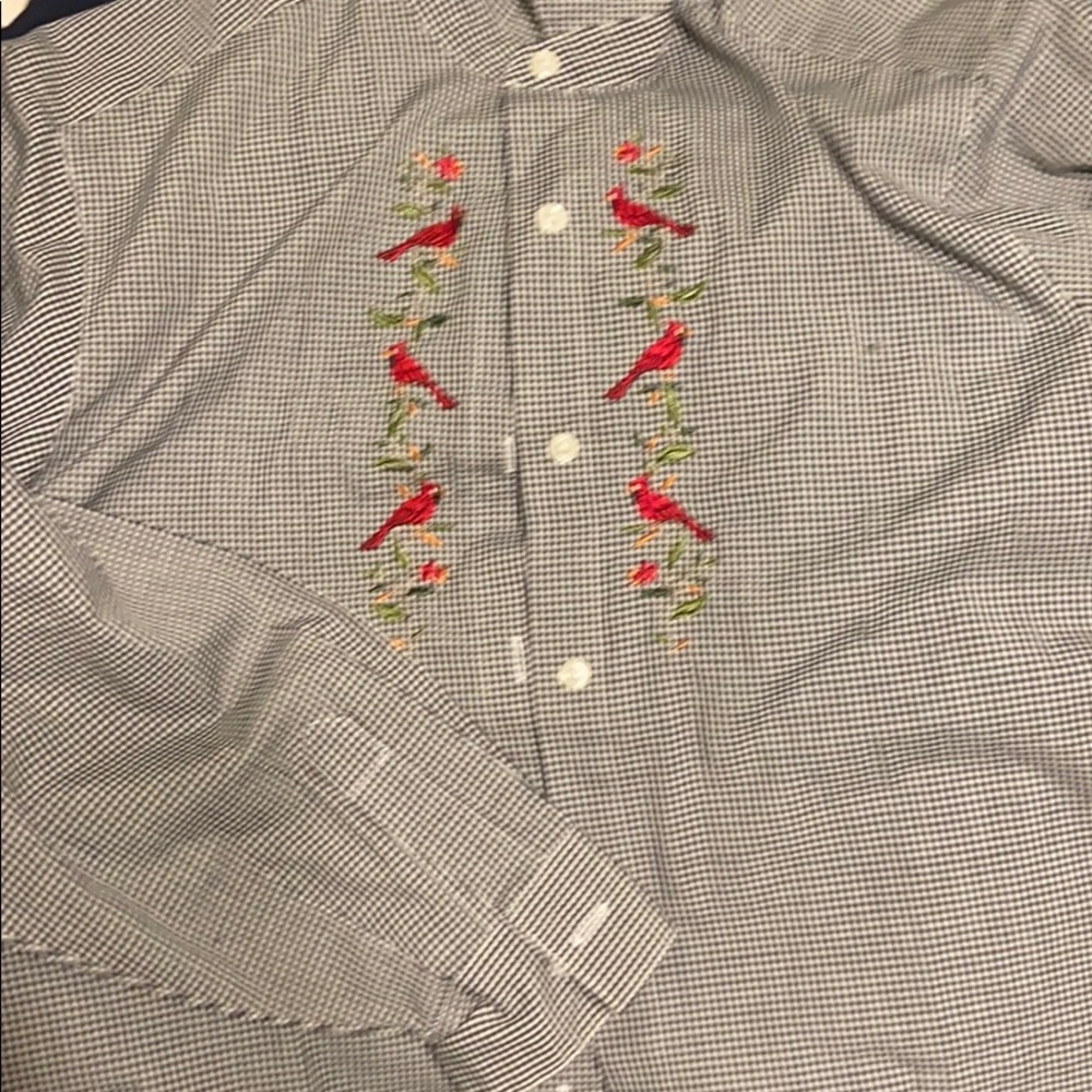 embroidered button up